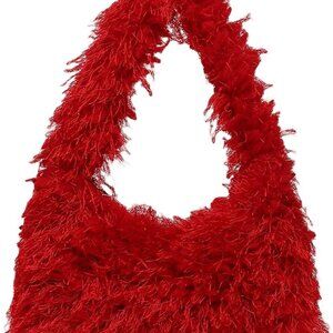 Women's Faux Fur Fuzzy Hobo Bag Furry Handbag Purse